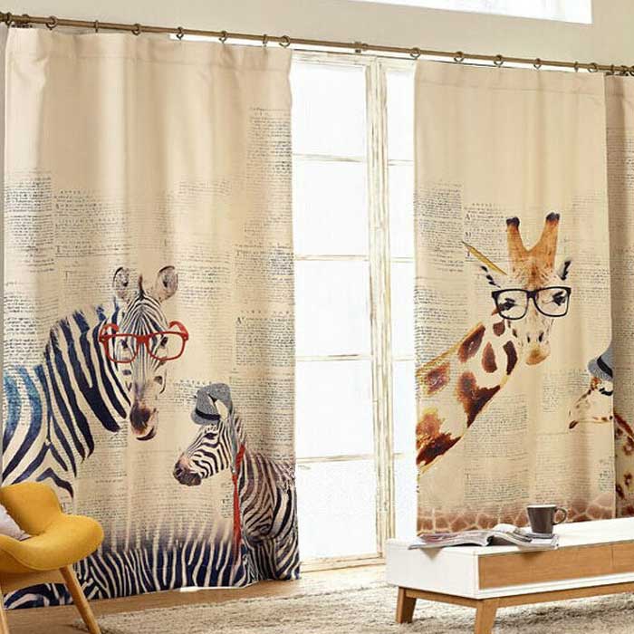 Kids Animal Themed Custom Print Curtains Blinds